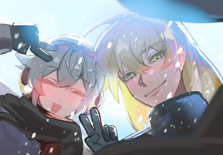 kallen kaslana and otto apocalypse (honkai and 1 more) drawn by huabu308
