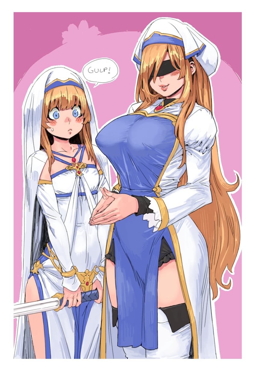 priestess and sword maiden (goblin slayer!) drawn by archvermin