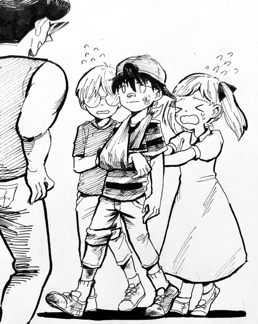 ninten, ana, lloyd, and teddy (mother and 1 more) drawn by a_10sun