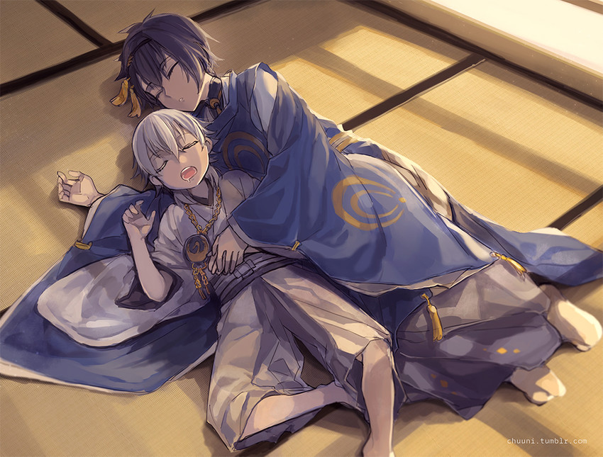 mikazuki munechika and tsurumaru kuninaga (touken ranbu) drawn by cezaria