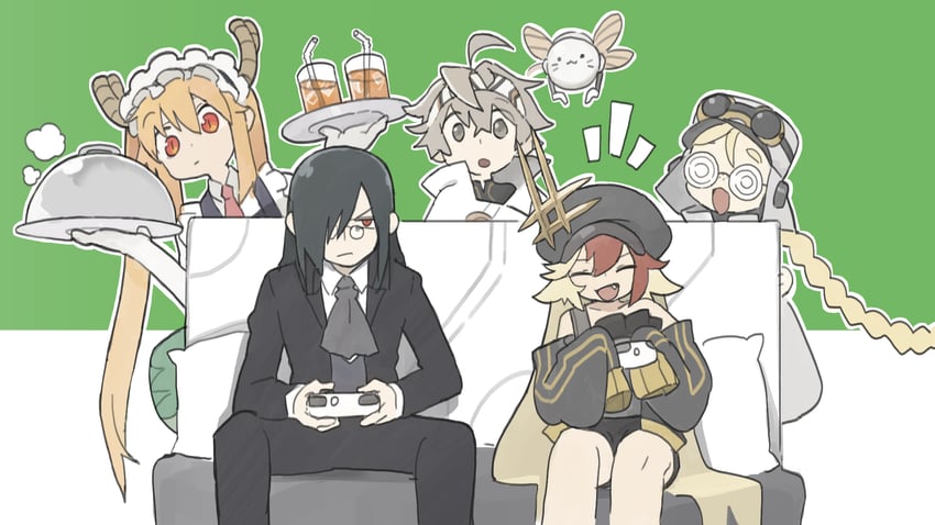 tohru, navigator, fafnir, gronru, firefly, and 1 more (kobayashi-san chi no maidragon and 1 more) drawn by whitebear