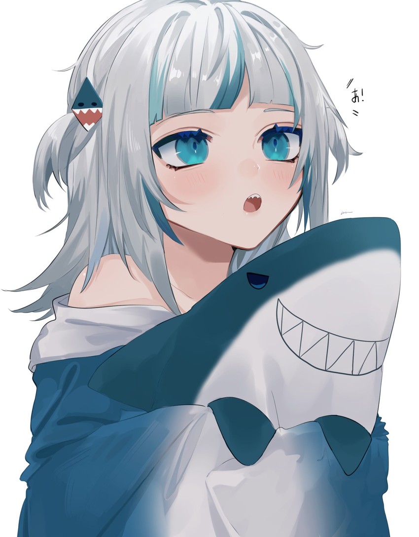 gawr gura (hololive and 1 more) drawn by iyo_(iyoo)