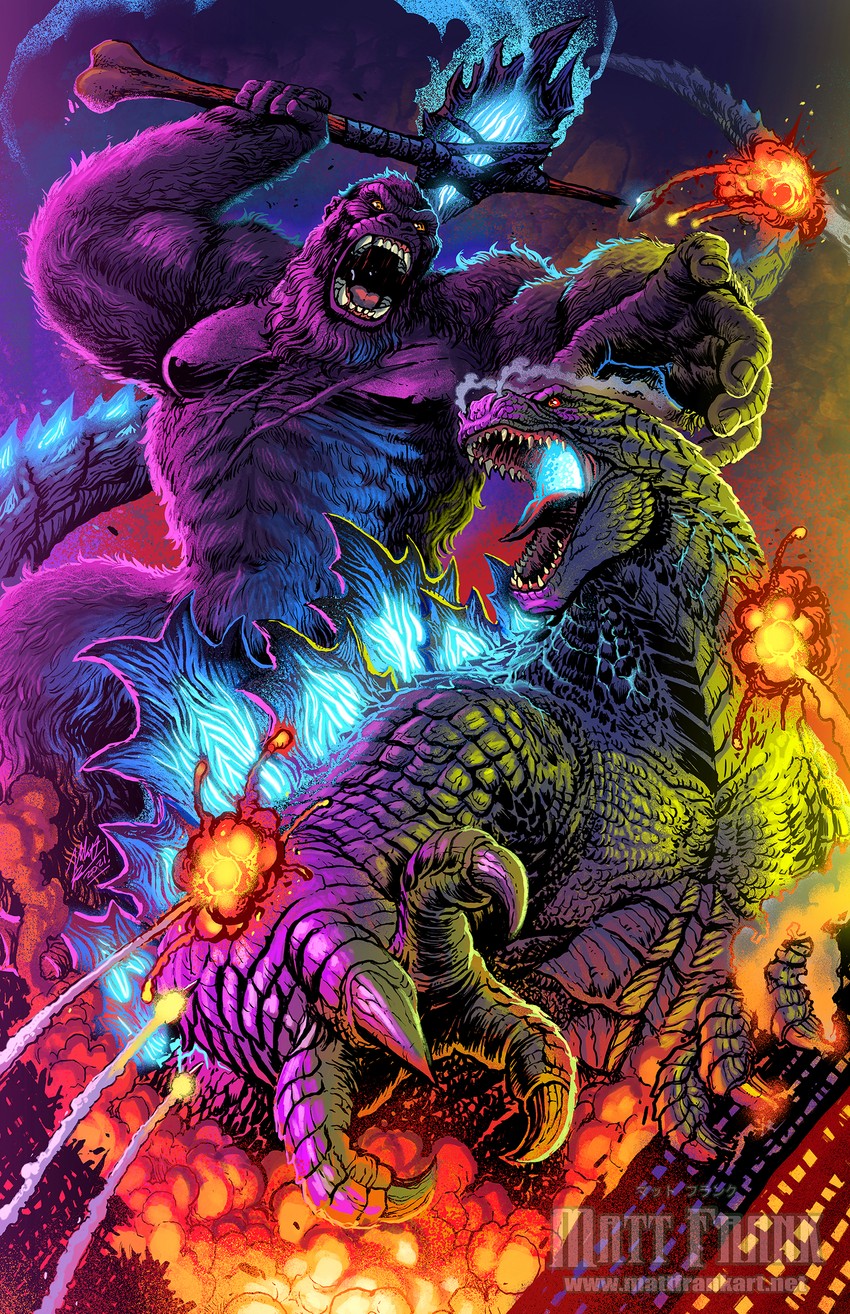 godzilla, king kong, and kong (monsterverse and 4 more) drawn by matt_frank