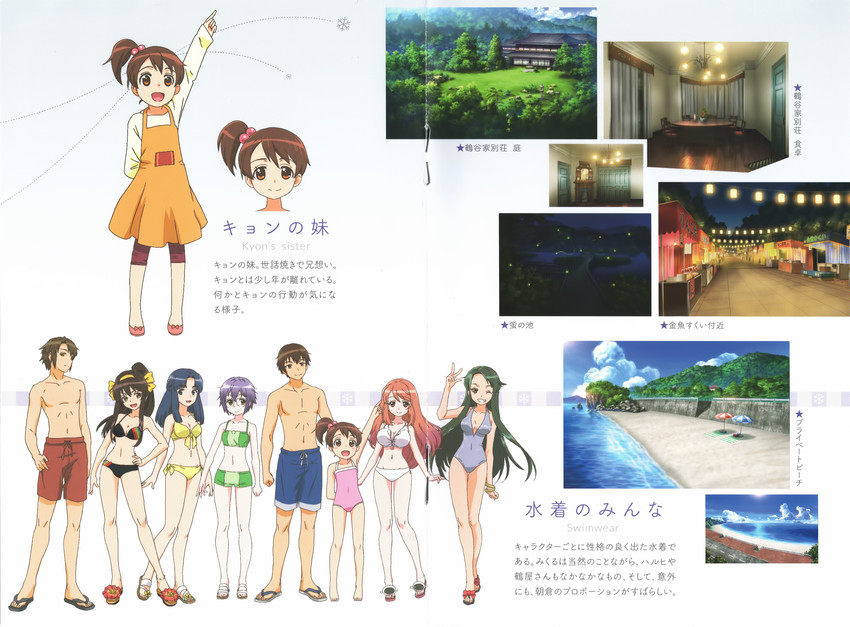 suzumiya haruhi, nagato yuki, asahina mikuru, kyon, asakura ryoko, and 3 more (suzumiya haruhi no yuuutsu and 2 more)