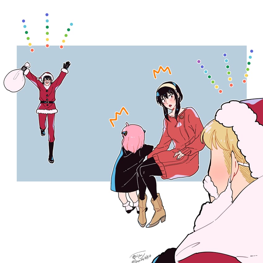 yor briar, anya, twilight, and yuri briar (spy x family) drawn by awarinko