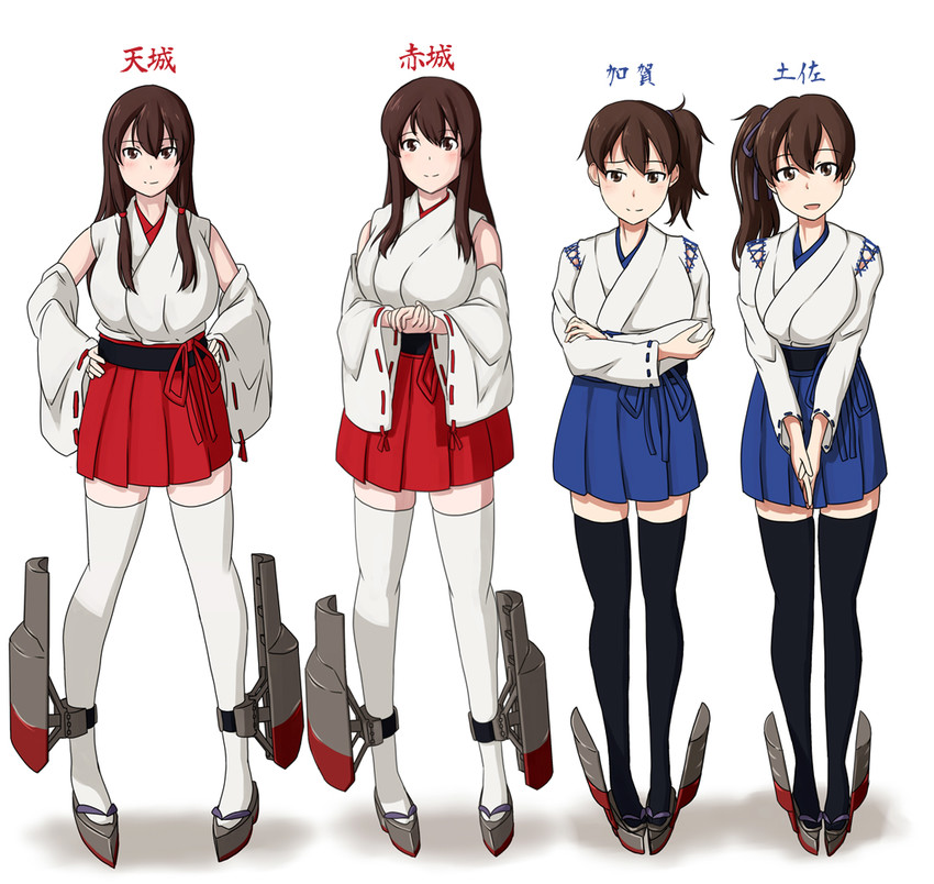 kaga, akagi, amagi, and tosa (original and 1 more) drawn by kama_iruka