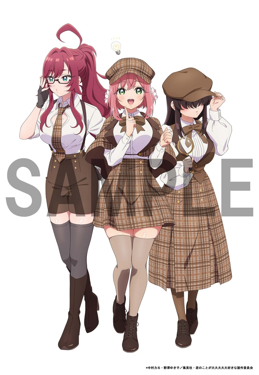 hanazono hakari, yakuzen kusuri, and kakure meme (kimi no koto ga dai dai dai dai daisuki na 100-nin no kanojo)