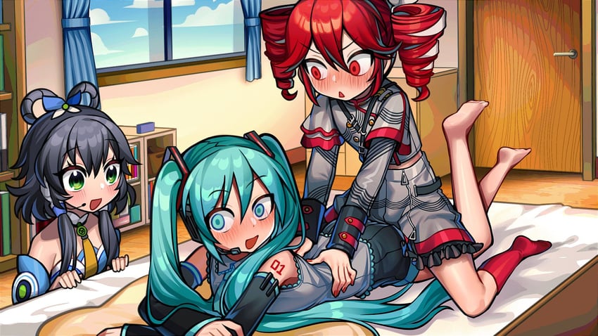 hatsune miku, kasane teto, and luo tianyi (vocaloid and 3 more) drawn by kakosa_sama