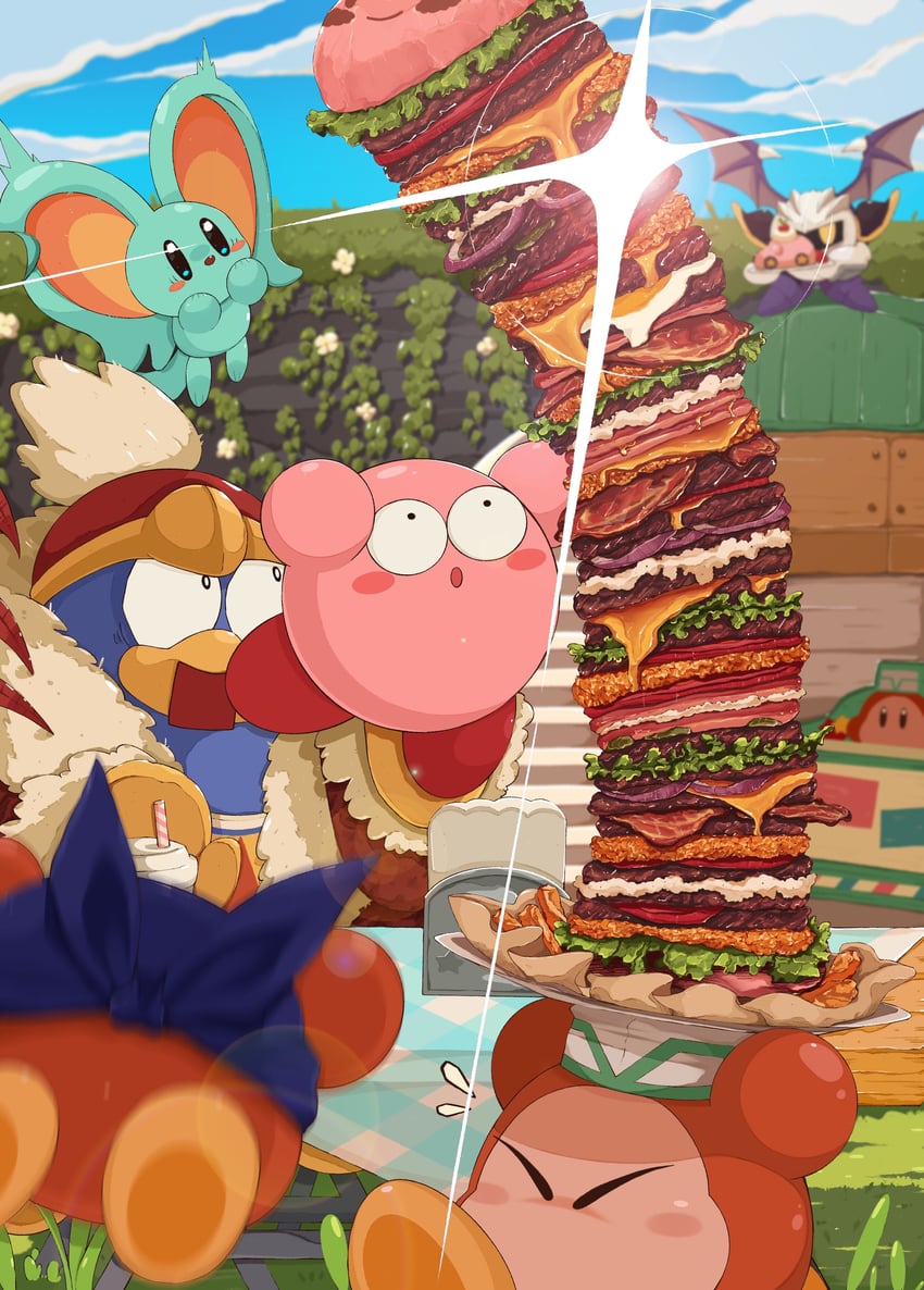 kirby, meta knight, waddle dee, king dedede, bandana waddle dee, and 2 more (kirby and 1 more) drawn by 93mai
