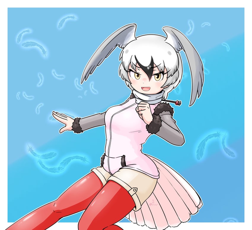 ross's gull (kemono friends and 1 more) drawn by nokemono-san_(bocchi_friend)