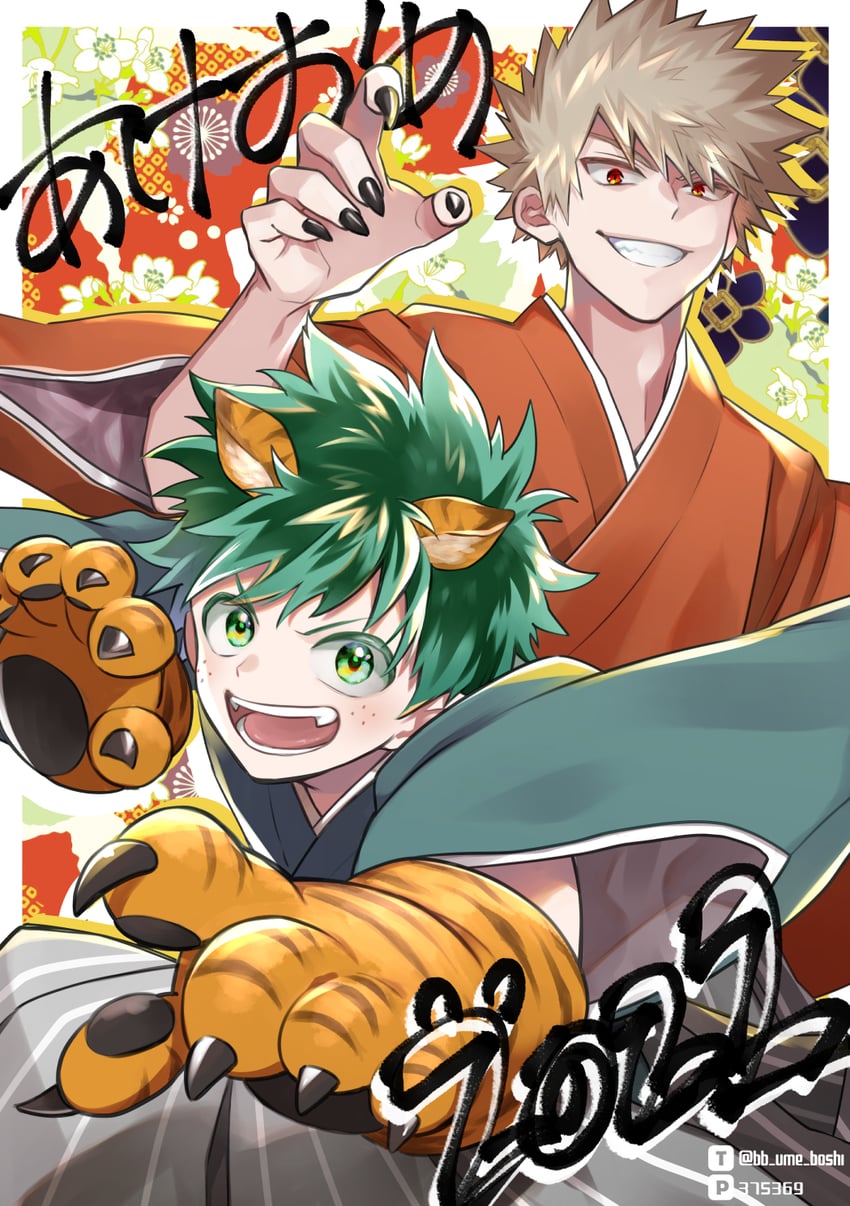 midoriya izuku and bakugou katsuki (boku no hero academia) drawn by ume_(326310)
