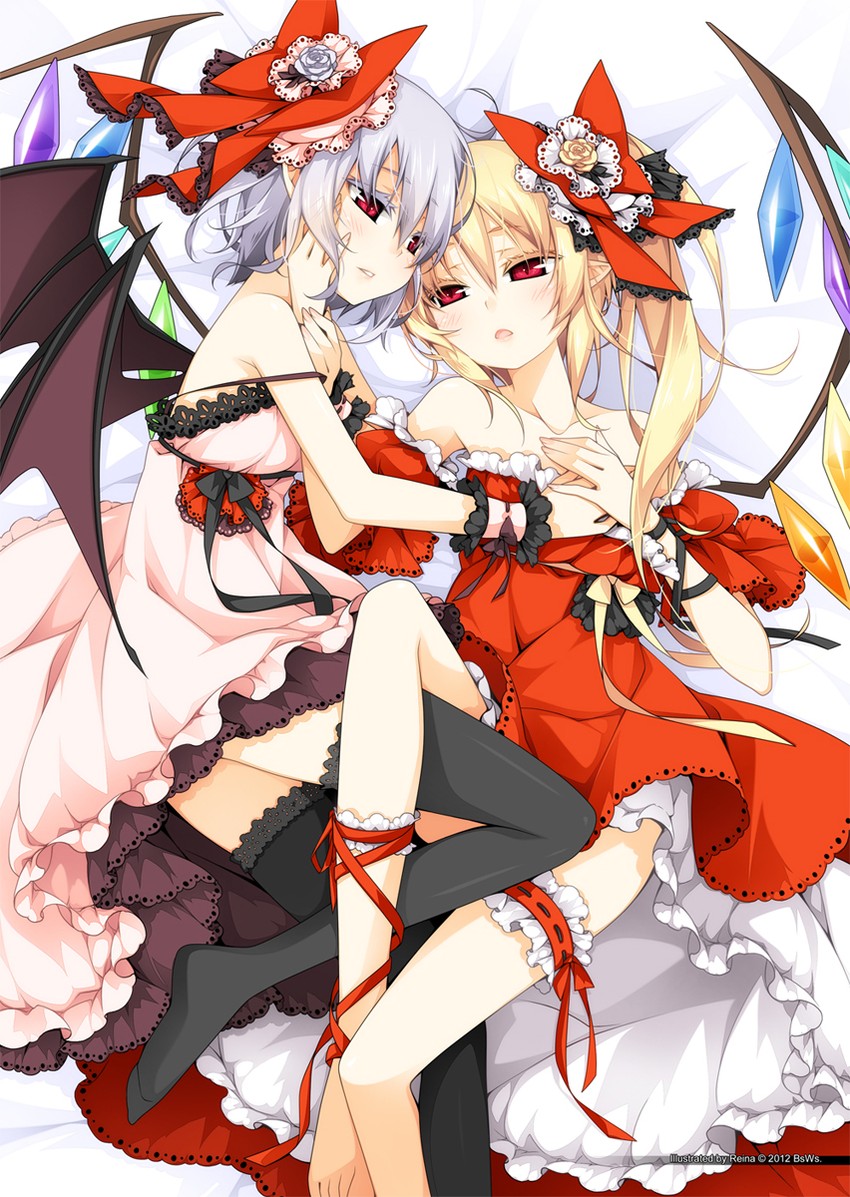 remilia scarlet and flandre scarlet (touhou) drawn by reina_(black_spider)