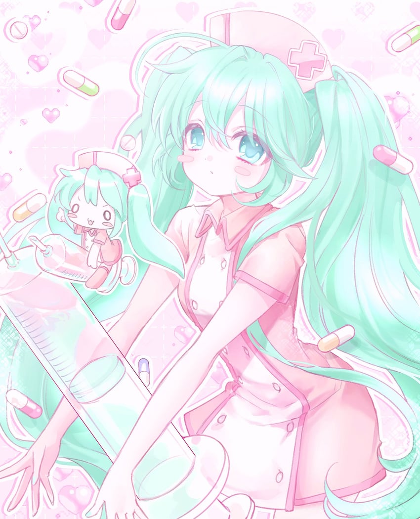 hatsune miku (vocaloid and 1 more) drawn by mipi_(u3u_00)