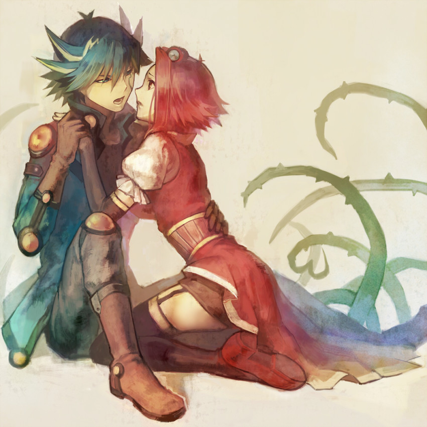 fudo yusei and izayoi aki (yu-gi-oh! and 1 more) drawn by aruk
