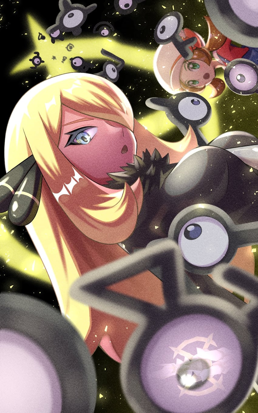 cynthia, lyra, arceus, unown, unown a, and 11 more (pokemon and 2 more) drawn by inana_umi