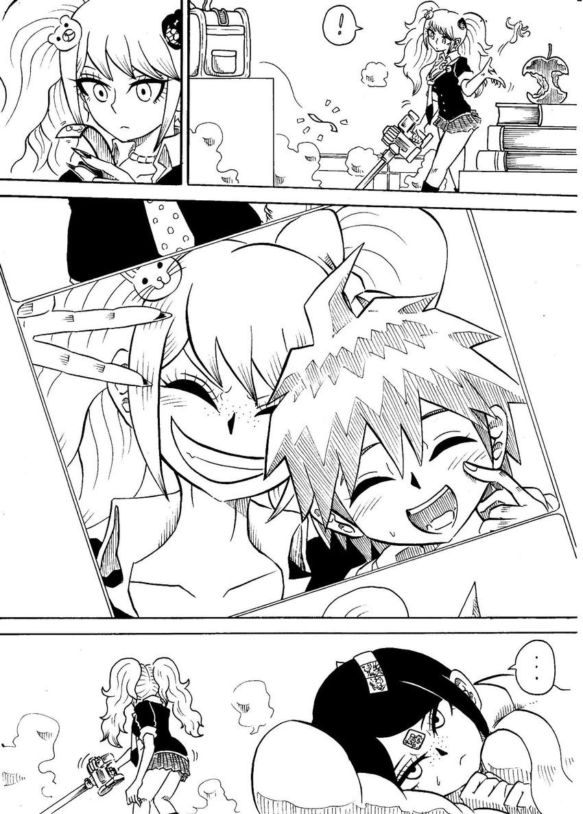 enoshima junko, naegi makoto, and ikusaba mukuro (danganronpa and 1 more) drawn by jan1214