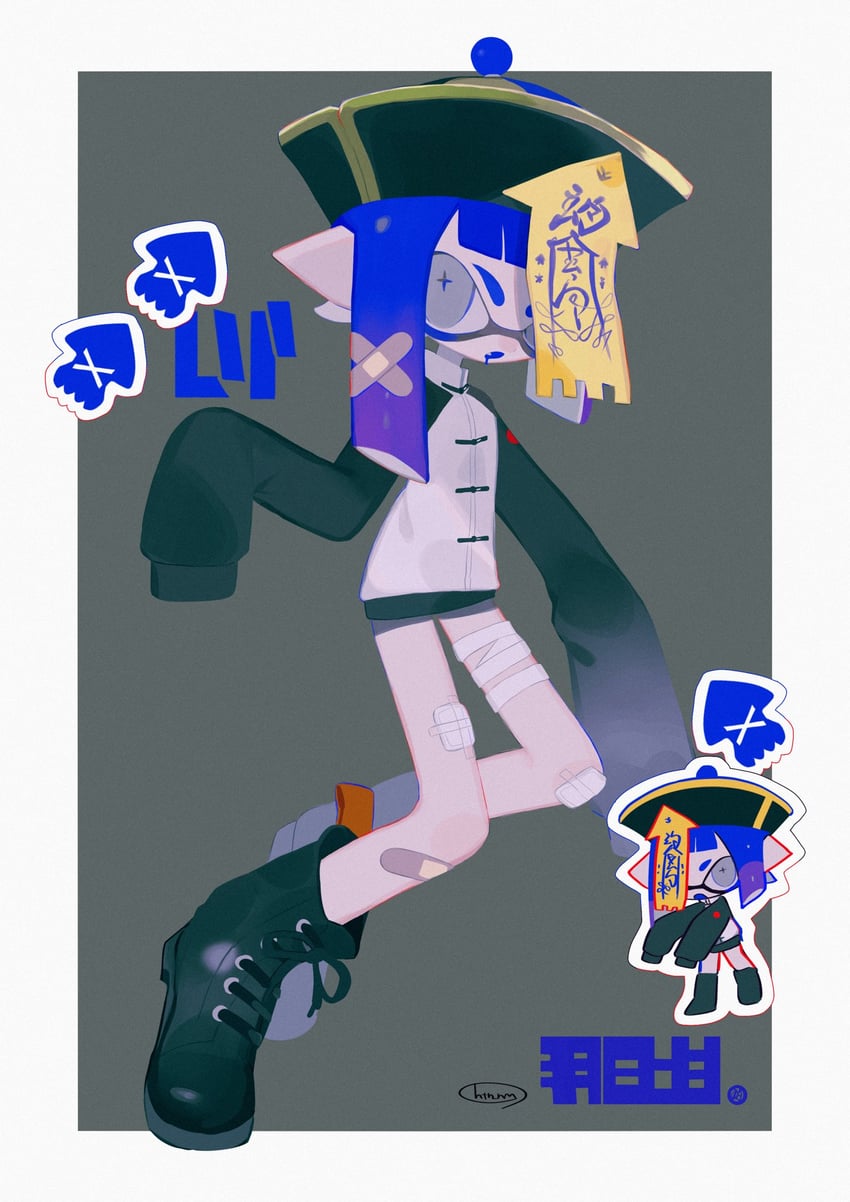 inkling player character and inkling girl (splatoon) drawn by htn_nm