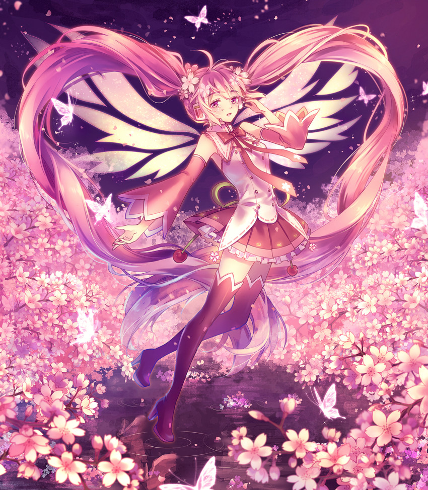 hatsune miku and sakura miku (vocaloid) drawn by momoko_(momoko14)