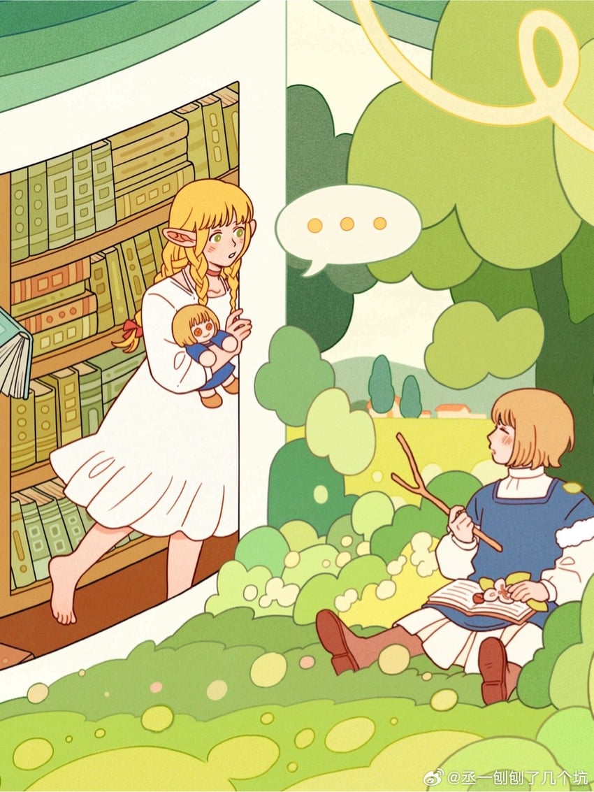 marcille donato and falin touden (dungeon meshi) drawn by mukumuku_u