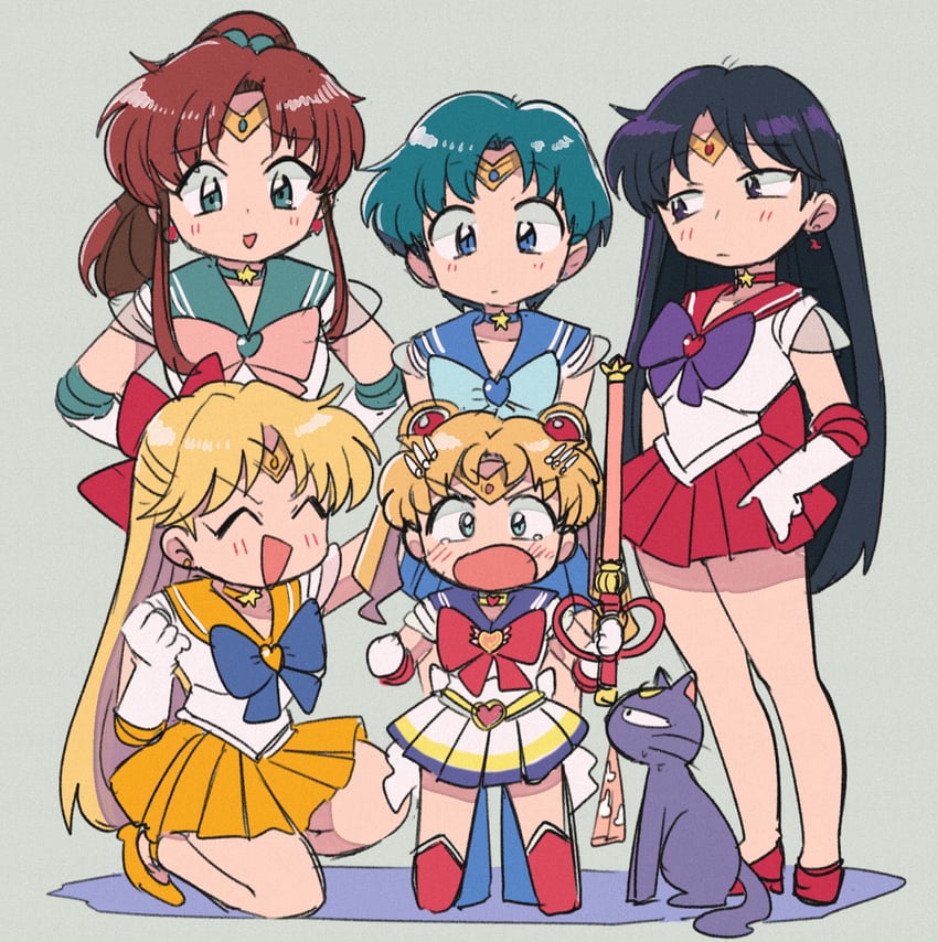 tsukino usagi, sailor moon, mizuno ami, aino minako, hino rei, and 11 more (bishoujo senshi sailor moon and 1 more) drawn by tsubobot