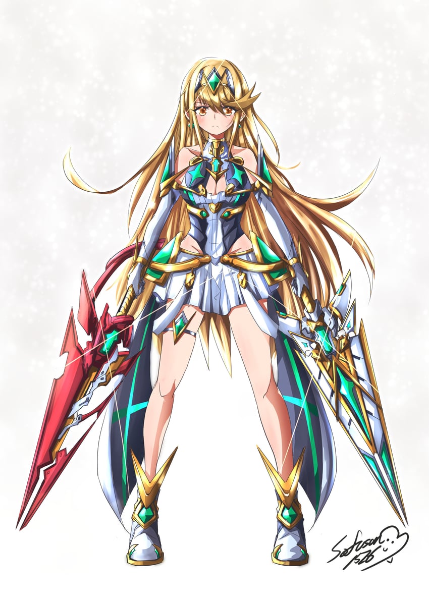 mythra (xenoblade chronicles and 1 more) drawn by sofusan1526