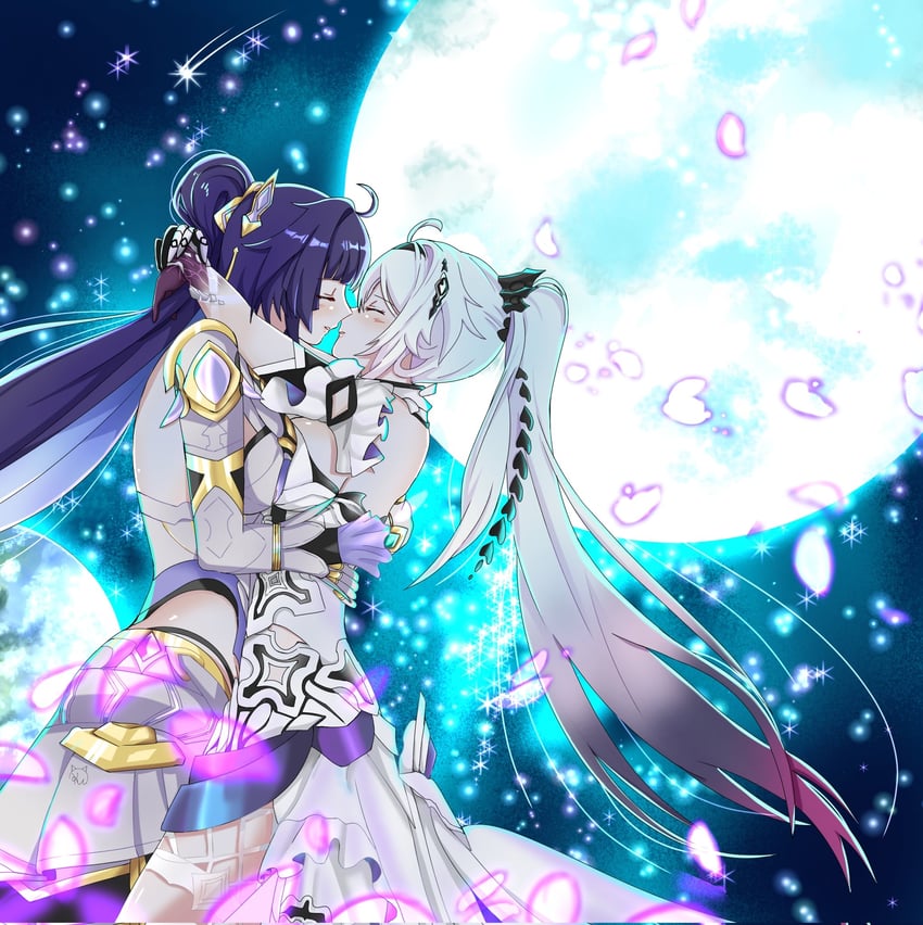 kiana kaslana and raiden mei (honkai and 1 more) drawn by kudayunii