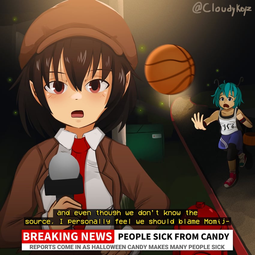 shameimaru aya and wriggle nightbug (touhou and 1 more) drawn by cloudykeyz