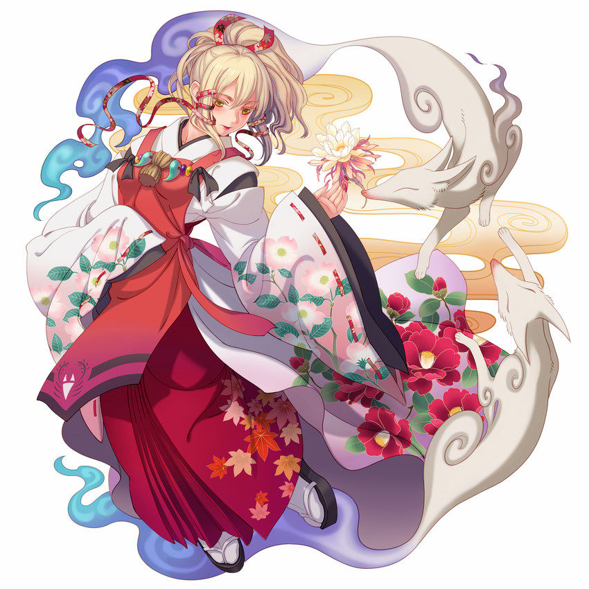 uka-no-mitama-no-kami, shishi, and roro (inari konkon koi iroha.) drawn by eclosion