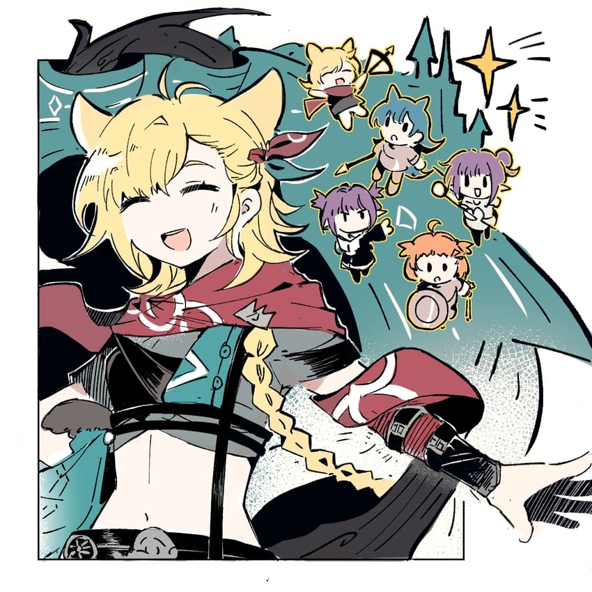 kroos, lava, hibiscus, kroos the keen glint, lava the purgatory, and 2 more (arknights) drawn by momo9332