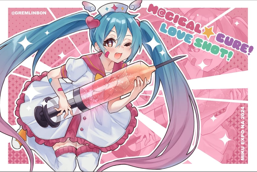 hatsune miku (vocaloid and 1 more) drawn by gremlinbon