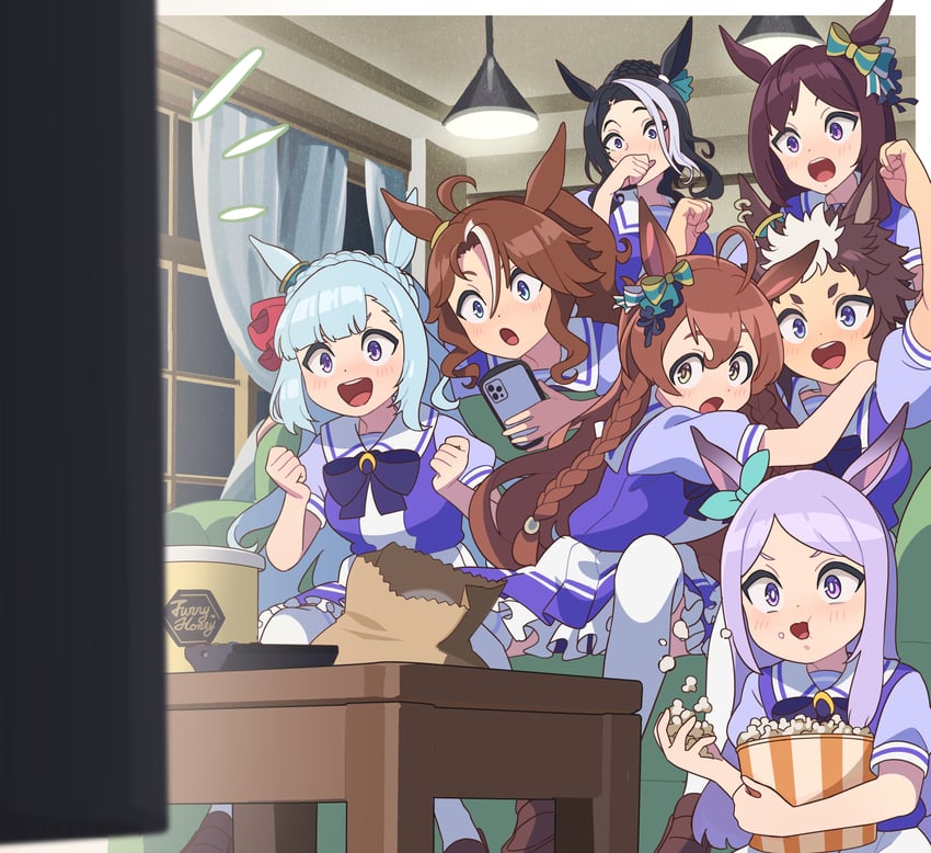 mejiro mcqueen, mejiro ardan, mejiro dober, mejiro palmer, mejiro ramonu, and 2 more (umamusume) drawn by nishiki_kazue