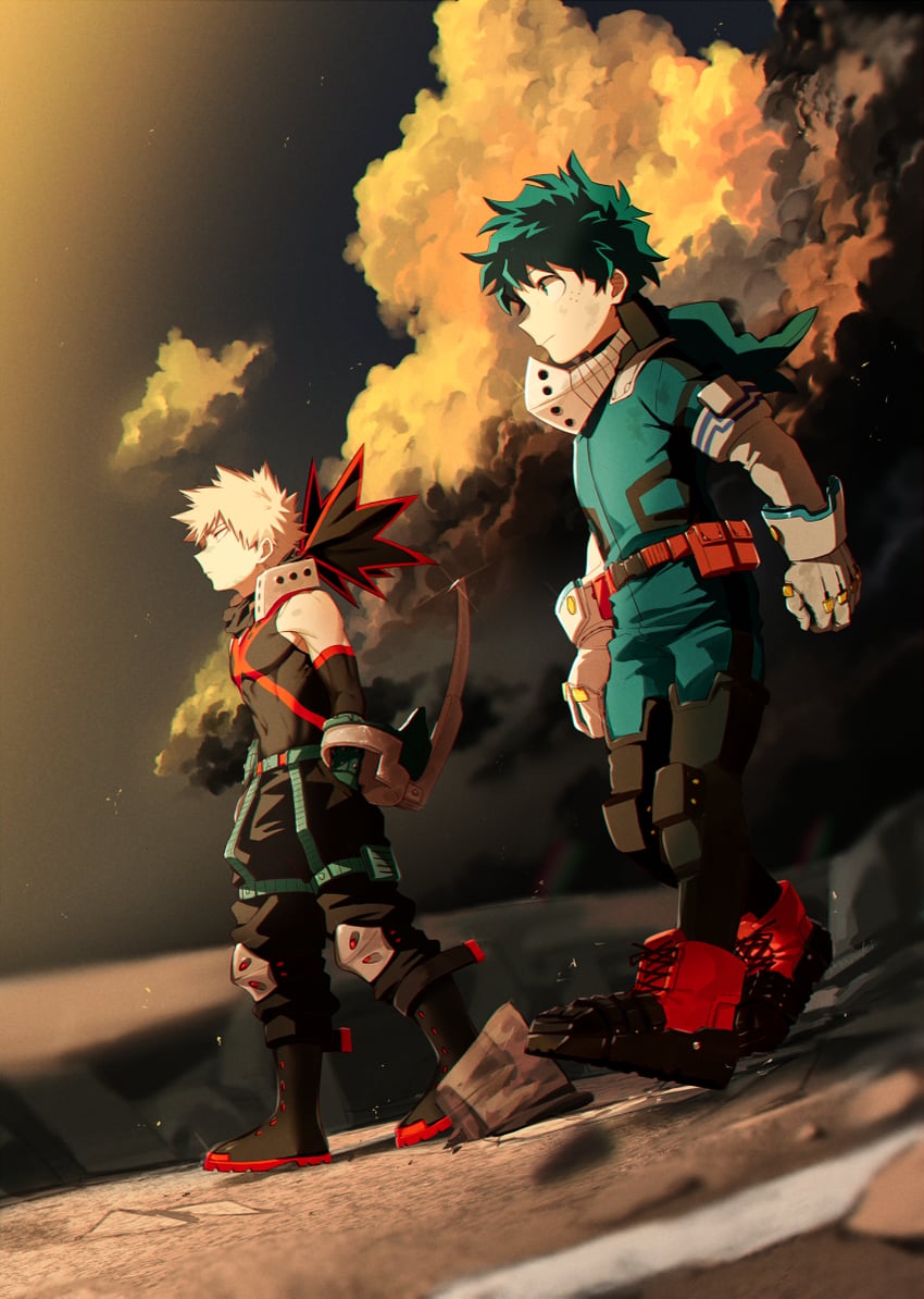 midoriya izuku and bakugou katsuki (boku no hero academia) drawn by maneki-neko_(fujifuji)