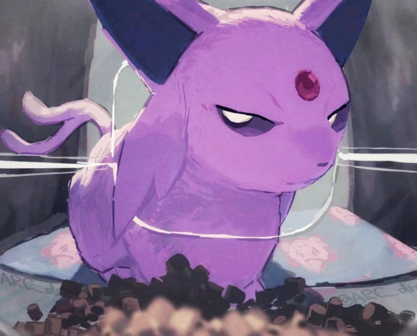 espeon and mr. fresh (pokemon and 1 more) drawn by arc_draws