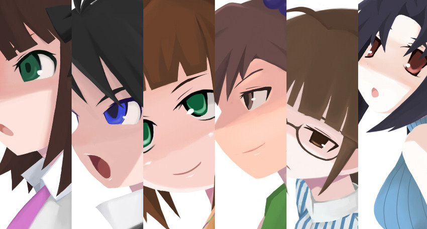 amami haruka, kikuchi makoto, takatsuki yayoi, miura azusa, akizuki ritsuko, and 1 more (idolmaster and 2 more) drawn by tayu_(hama)