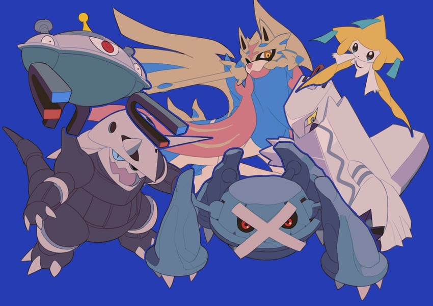 jirachi, metagross, aggron, zacian, duraludon, and 1 more (pokemon) drawn by v_(govvvvw)
