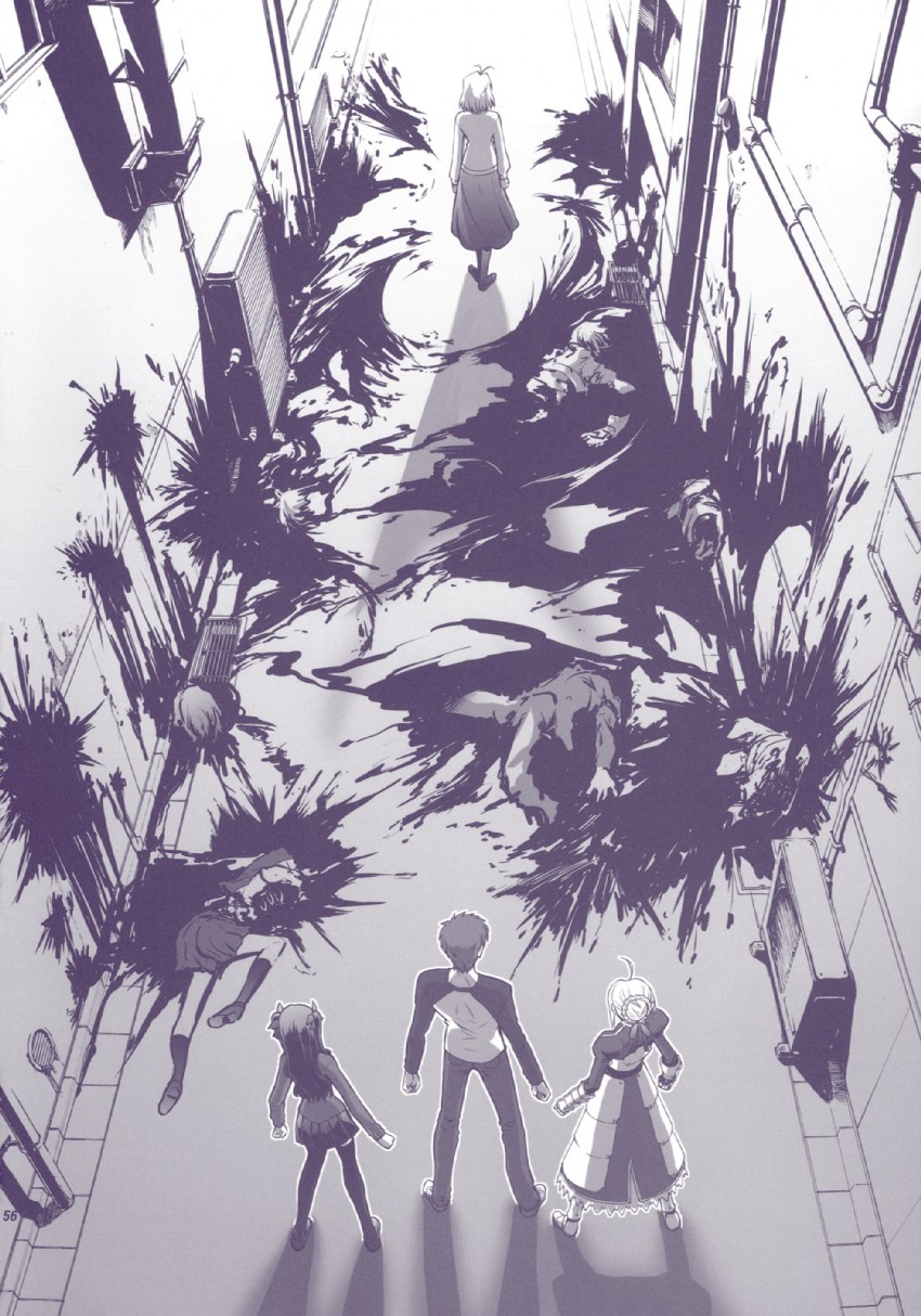 artoria pendragon, saber, tohsaka rin, emiya shirou, and arcueid brunestud (fate and 4 more) drawn by shirotsumekusa