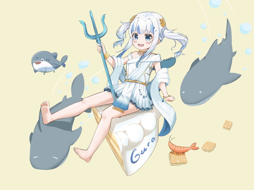 gawr gura and bloop (hololive and 1 more) drawn by fpvjoe