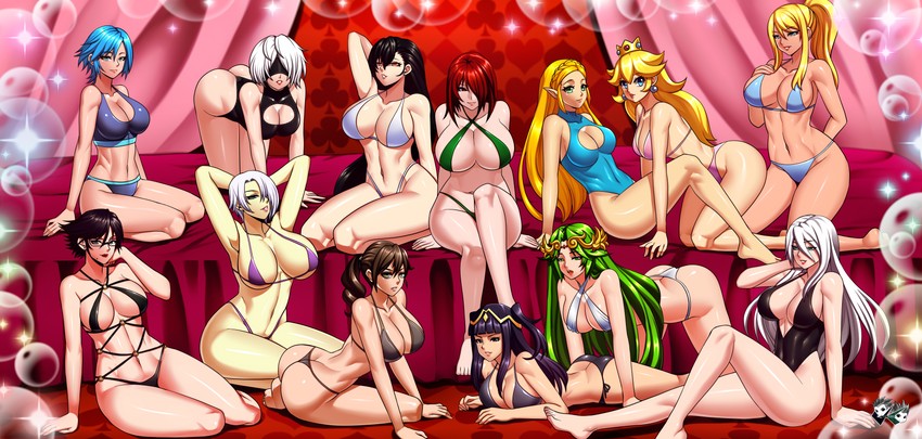 princess zelda, tifa lockhart, 2b, princess peach, samus aran, and 7 more (original and 19 more) drawn by jadenkaiba