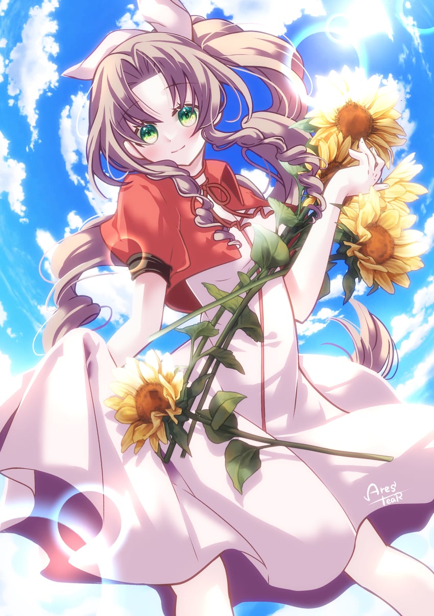 aerith gainsborough (final fantasy and 2 more) drawn by arestear0701