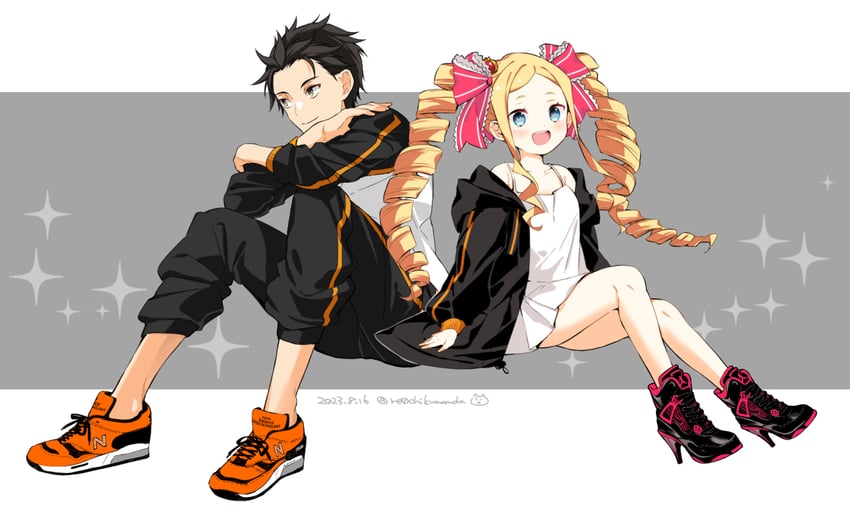 natsuki subaru and beatrice (re:zero kara hajimeru isekai seikatsu) drawn by buu_(buu02)
