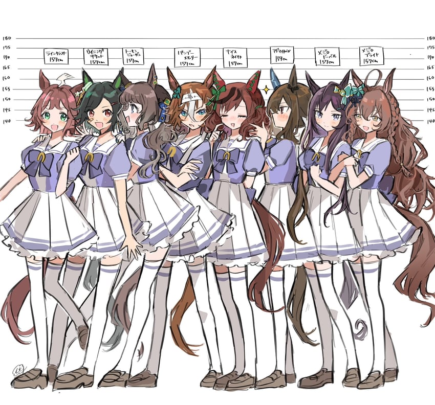 nice nature, admire vega, mejiro dober, winning ticket, tosen jordan, and 3 more (umamusume) drawn by kumo_(mokumoku_warabi)