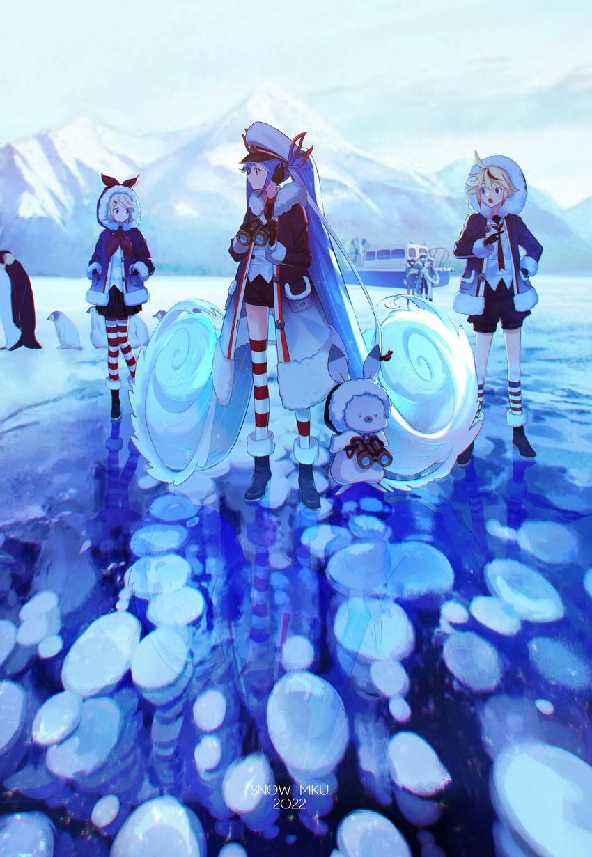 hatsune miku, kagamine rin, kagamine len, megurine luka, kaito, and 8 more (vocaloid) drawn by ryuko_lee