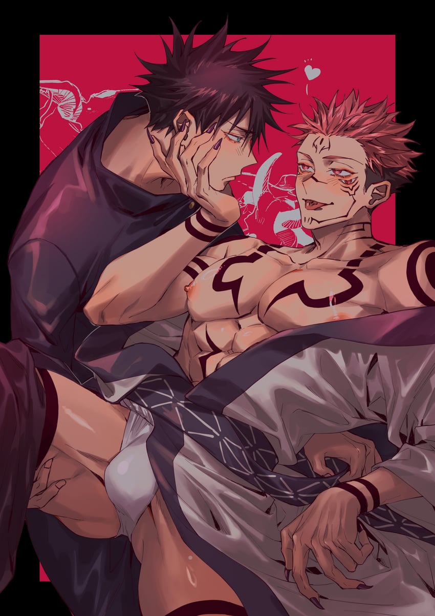 fushiguro megumi and ryoumen sukuna (jujutsu kaisen) drawn by azukiharuta_ju