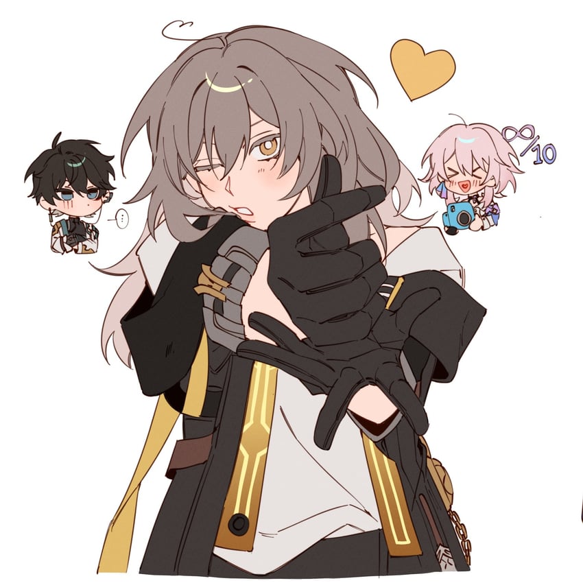 trailblazer, stelle, march 7th, and dan heng (honkai and 1 more) drawn by majunjuu