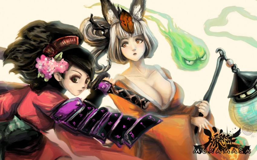 momohime, kongiku, and izuna jinkuro (oboro muramasa) drawn by jay_phenrix