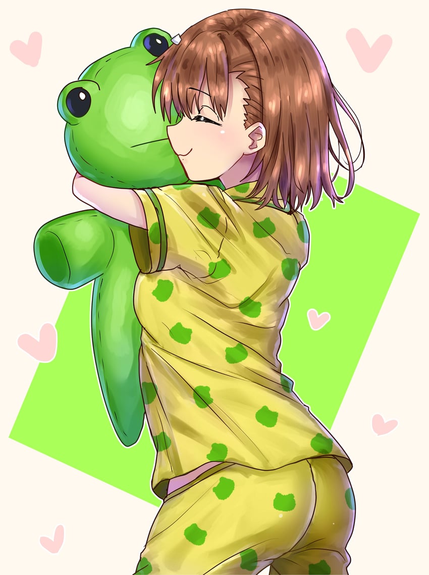 misaka mikoto and gekota (toaru majutsu no index and 1 more) drawn by ebora