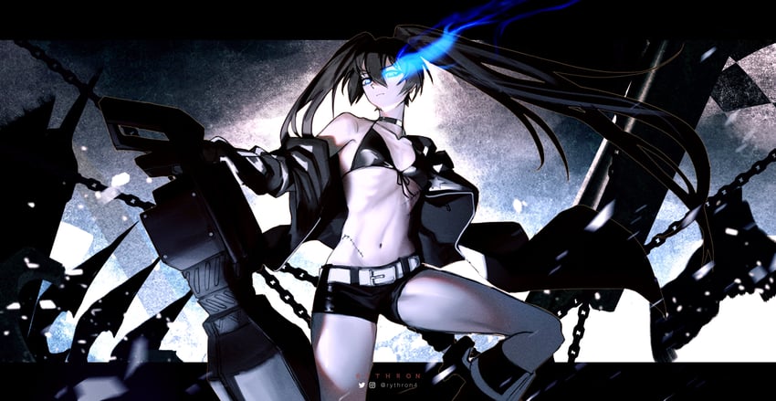 black rock shooter (punishing: gray raven and 1 more) drawn by rythron4