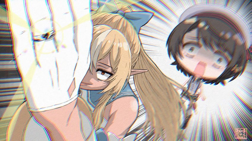 oozora subaru and shiranui flare (hololive) drawn by a_hiru_duck