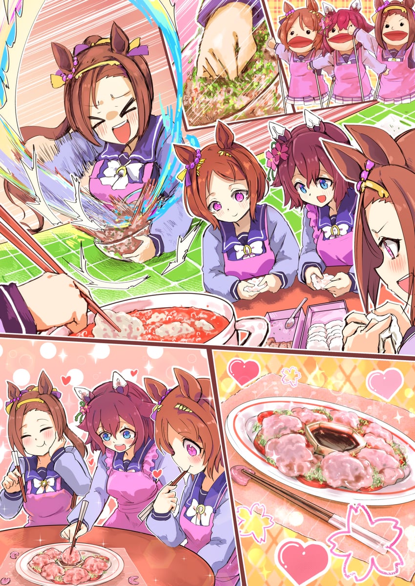 sakura chiyono o, sakura bakushin o, and sakura laurel (umamusume) drawn by icarus_(2010741)
