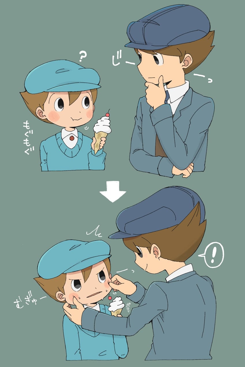 luke triton and future luke (professor layton and 1 more) drawn by kiwami_(kiwamimuneko)